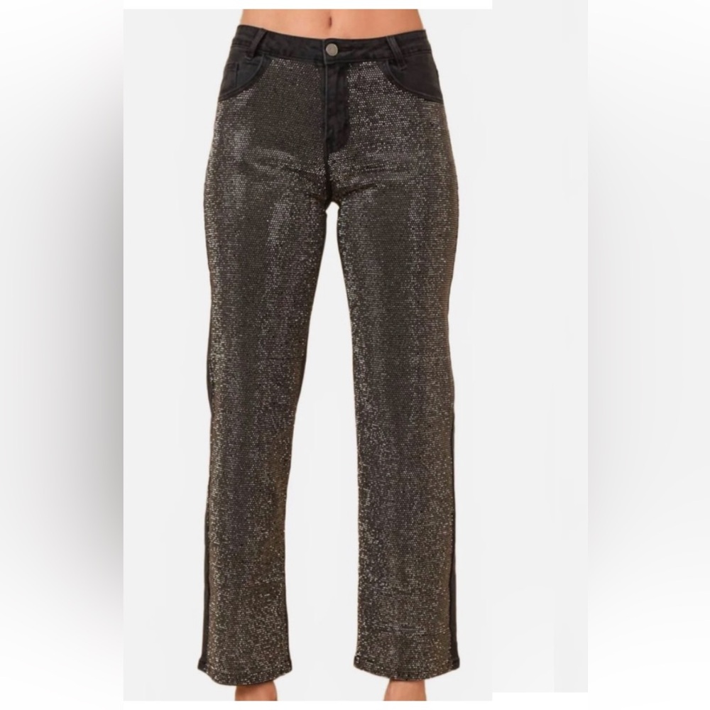 Blue B Rhinestone Jeans - Picture 1 of 12